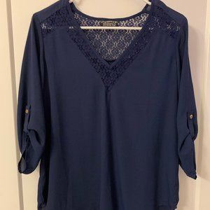 Stitch Fix Papermoon Navy Blouse with Lace detaill, size M. MOVING SALE!!